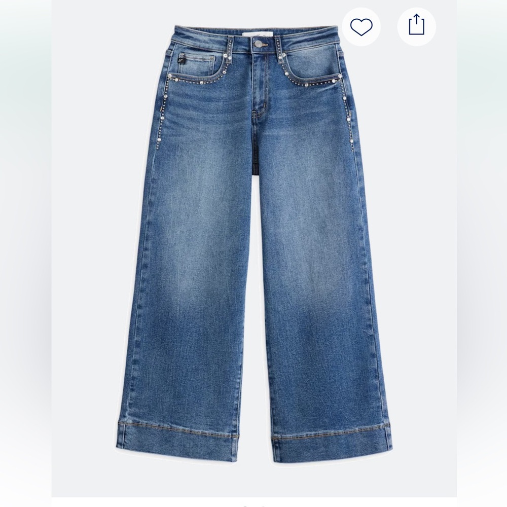 KanCan Wide Leg Jeans with studded trim.  Size 12.  NWT.